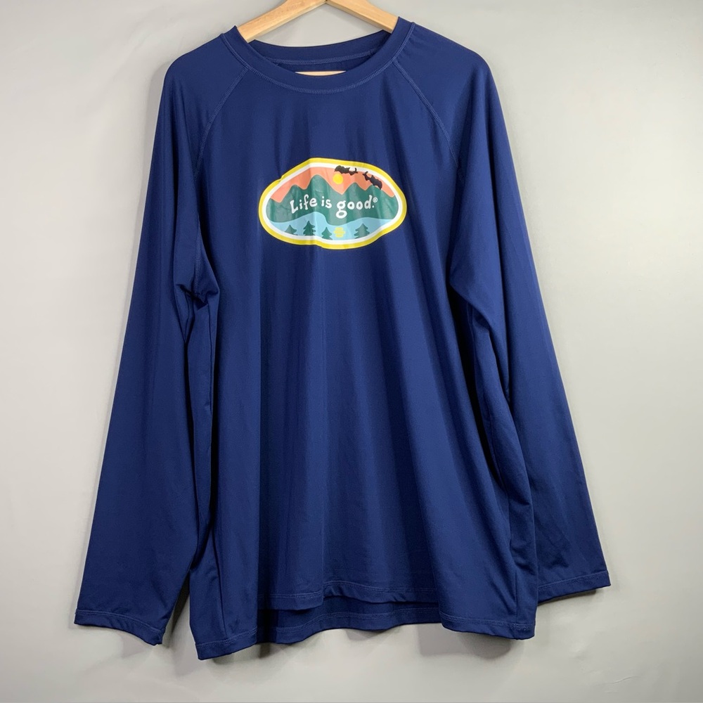 Life is Good‎ Navy Mountainside Oval Long Sleeve Rashguard Shirt. Men’s Size XL.